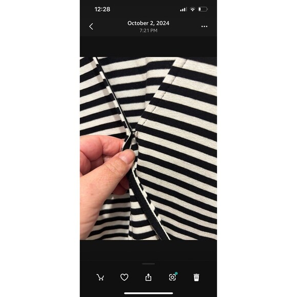 Old Navy Black And White Striped Wrap Dress Below Knee Tie Belt size XL NWT - Picture 4 of 7